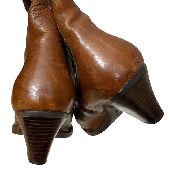 Born Navi Leather Knee High Boots Size 9 Cognac Brown Heeled Boho Equestrian - Picture 7 of 10